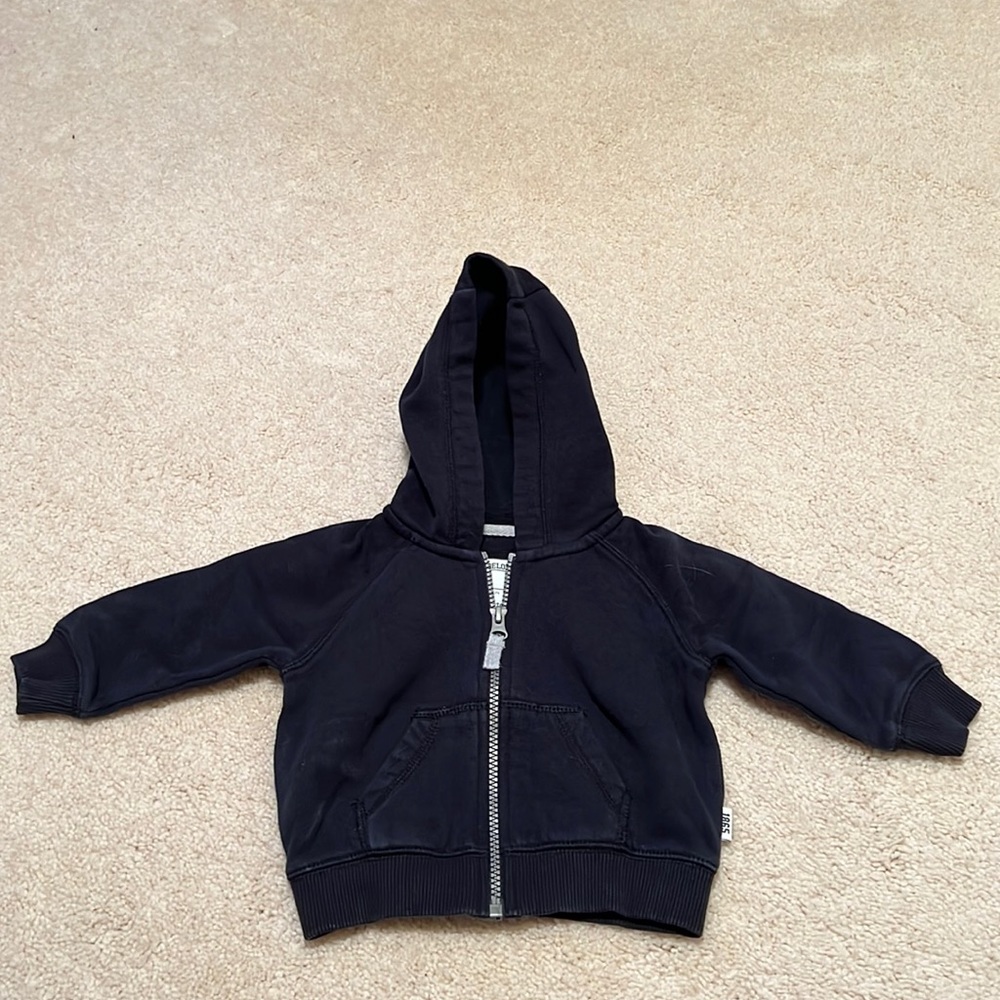 Black hooded sweatshirt, 6 months